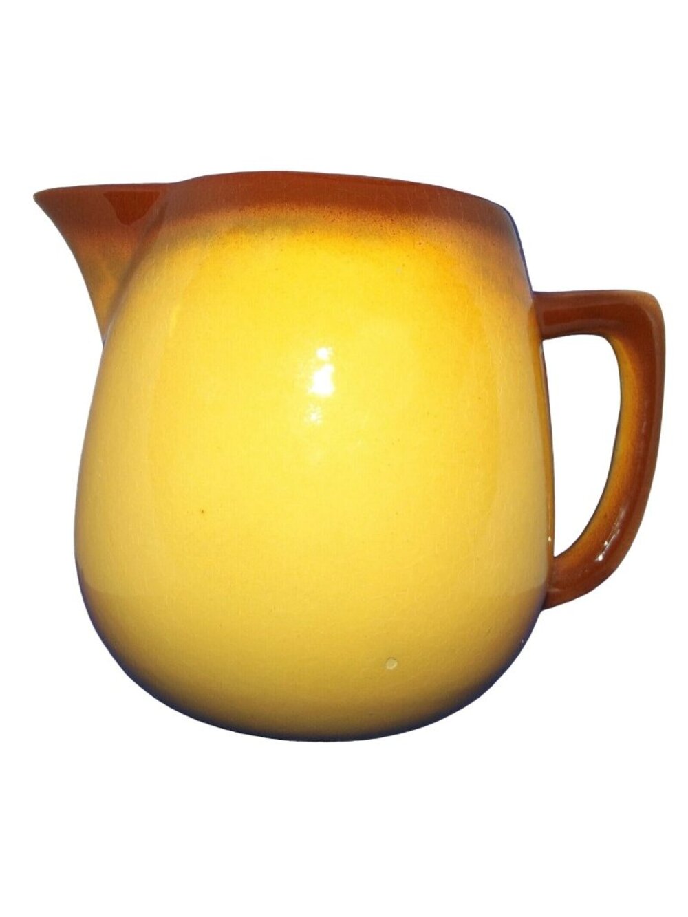 Vintage Pitcher Yellow Brown Ombre Small ceramic glazed water